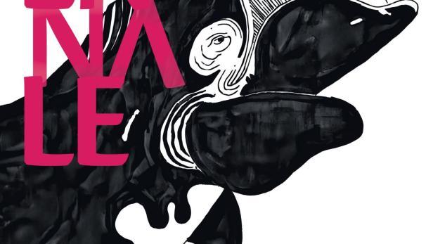 Plakat der Viennale 2026 mit einer abstrakten, schwarzen Kreatur und dem Schriftzug des Filmfestivals vor weißem Hintergrund.