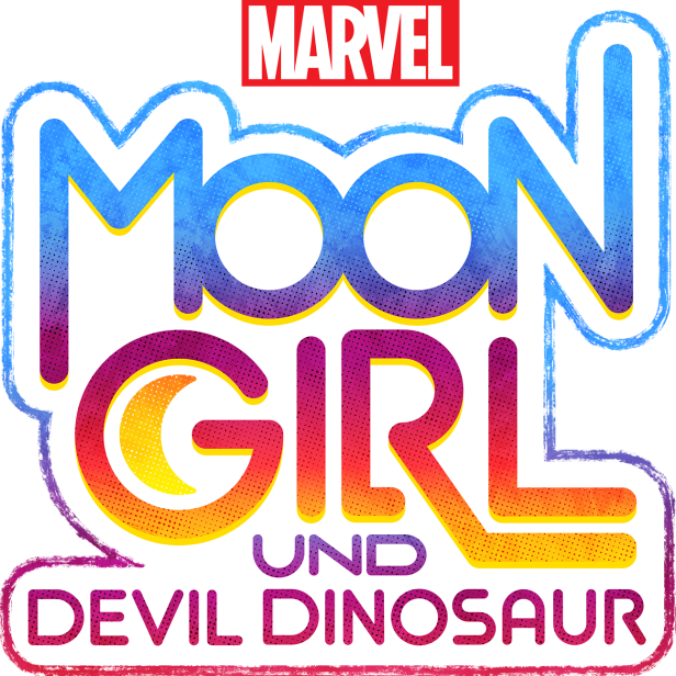 Das Logo für „Moon Girl und Devil Dinosaur“ von Marvel.
