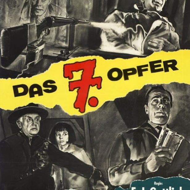 Das Filmplakat für „Das 7. Opfer“ zeigt mehrere bewaffnete Personen.