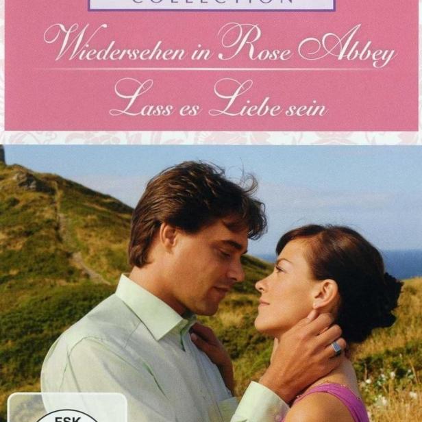 Das Cover des Rosamunde Pilcher Films „Wiedersehen in Rose Abbey“ zeigt ein verliebtes Paar.