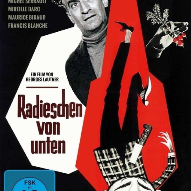 Das Filmplakat für „Radieschen von unten“ mit Louis de Funès.