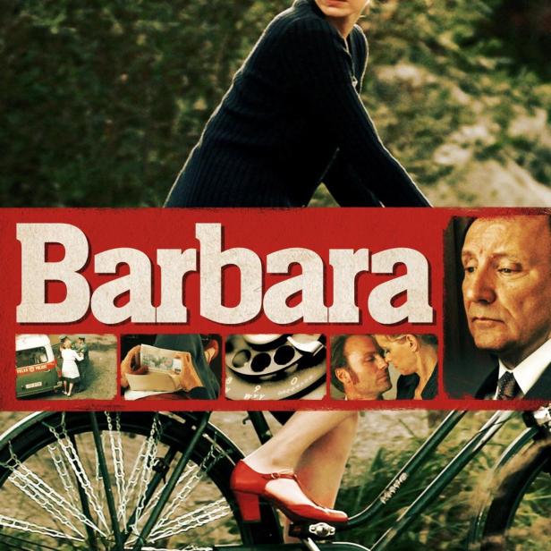 Das Filmplakat für „Barbara“ zeigt eine Frau auf einem Fahrrad.