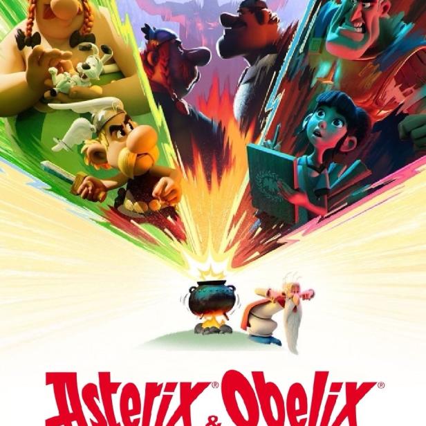 Das Filmplakat für „Asterix & Obelix – Der Kampf der Häuptlinge“ zeigt die animierten Charaktere.