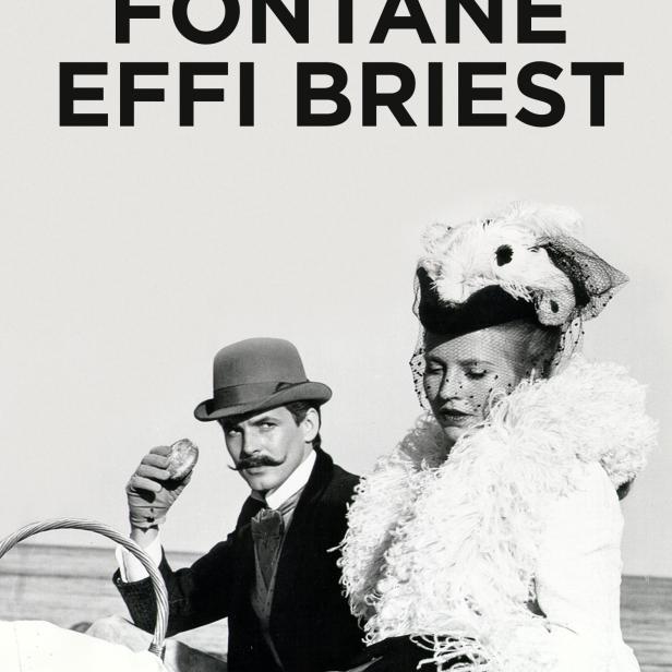 Schwarzweiß-Szene mit einem Mann und einer Frau aus dem Film „Fontane Effi Briest“.