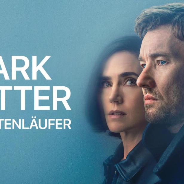 Werbeplakat für die Science-Fiction-Serie „Dark Matter: Der Zeitenläufer“ mit Joel Edgerton und Jennifer Connelly.