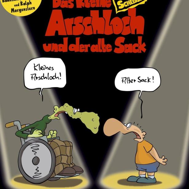 Das Cover des Films „Das kleine Arschloch und der alte Sack“ zeigt zwei Comicfiguren.