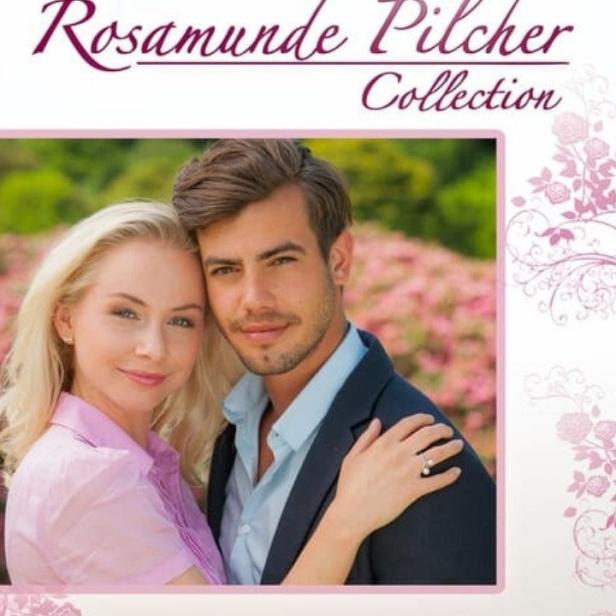 Das Cover der „Rosamunde Pilcher Collection: Ex & Liebe“ zeigt ein Paar vor blühenden Büschen.