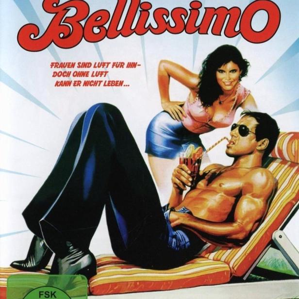 Das Cover des Films „Bellissimo“ mit Adriano Celentano am Strand.