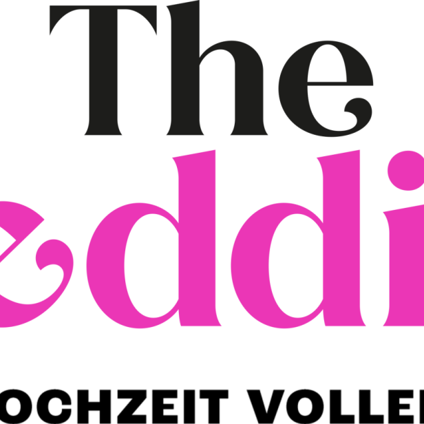 Der Schriftzug „The Wedding“ in Pink und Grau auf schwarzem Hintergrund.