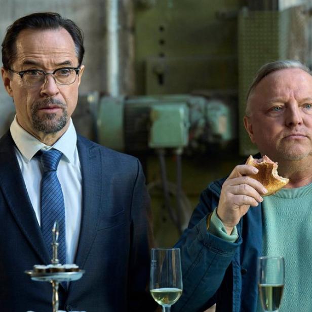 Jan Josef Liefers und Axel Prahl in ihren Tatort-Rollen als Prof. Karl Friedrich Boerne und Kommissar Frank Thiel 