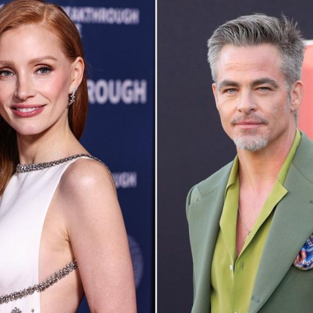 Porträtfotos von Jessica Chastain und Chris Pine