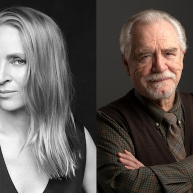 Porträtfotos von Uma Thurman und Brian Cox