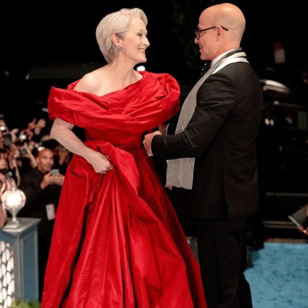 Meryl Streep als Miranda Priestly mit Stanley Tucci als Nigel Kipling an ihrer Seite