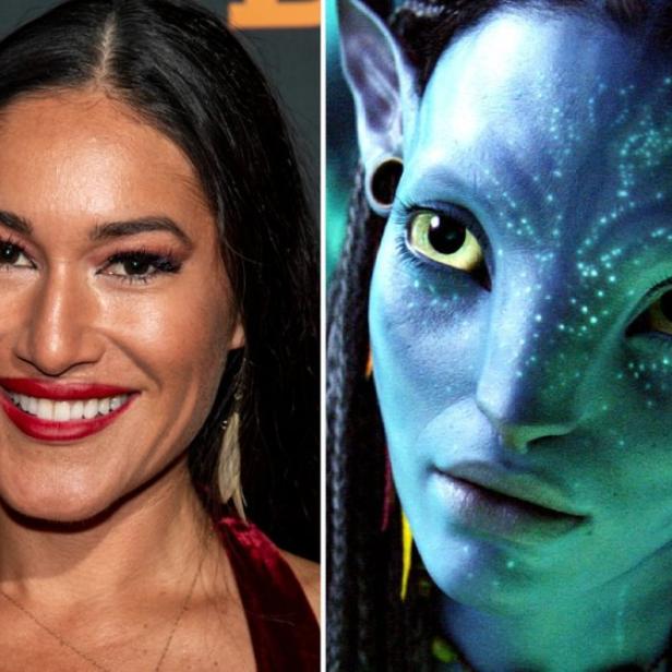 Gegenüberstellung von zwei Gesichtern: Q'orianka Kilcher und "Avatar"-Figur Neytiri